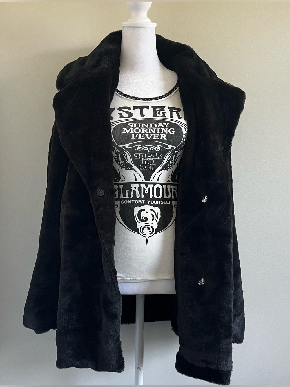 Black Faux Fur Coat
